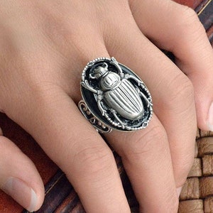 Scarab Ring, Beetle Ring, Black Goth Ring, Insect Jewelry, Egyptian Scarab Ring, Vintage Scarab Ring, R535