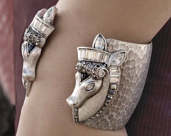 Silver Horse Bracelet, Horse Jewelry, Cuff Bracelet, Art Deco bracelet, Silver horse jewelry,  Silver bracelet, southwest jewelry BR444