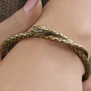 Snake Serpent Bangle, Gothic Medieval Dark Academia style Bracelet, Halloween Jewelry EL_BR109