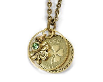 Four Leaf Clover Necklace: Lucky St. Patrick's Day Jewelry, N1241