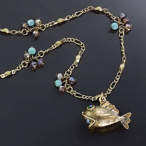 Little Fish Ocean Necklace, Whimsical Beach Necklace, Fish Charm Necklace, Boho Ocean Jewelry N1549
