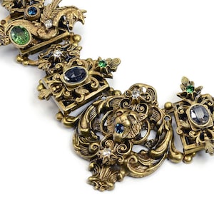 Tudor Chain Necklace: Lion, Griffin, and Crystal Medieval Jewelry
