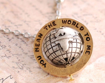 You Mean The World To Me Necklace, Inspirational Necklace, Stamped Necklace, Motivational Necklace, Statement Necklace, Graduation, N315