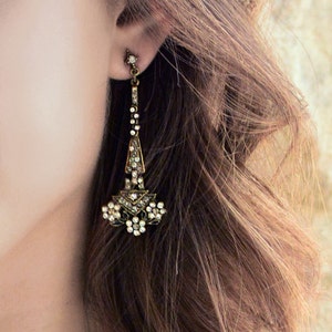 Art Deco Earrings, Gatsby Earrings, Statement Earrings, Long Earrings, Chandelier Earrings, Art Deco Jewelry, Vintage Earrings E1204