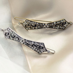 Art Deco Swarovski Crystal Barrette: Bridal Wedding Hair Clip