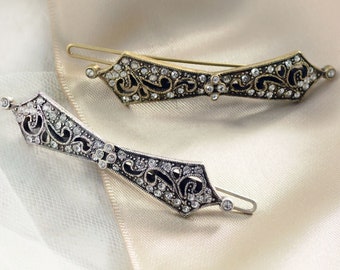Art Deco Swarovski Crystal Barrette: Bridal Wedding Hair Clip