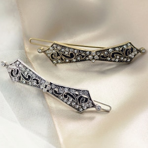 Art Deco Swarovski Crystal Barrette: Bridal Wedding Hair Clip