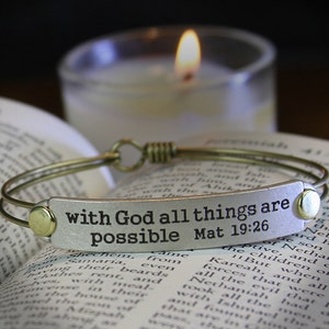 Inspirational Bible Verse Bracelet: &quot;With God All Things Are Possible&quot;