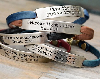 Bible Verse Bracelet, Inspirational Jewelry, Motivational, Best Friend Gift, Stackable Bracelets, Religious Jewelry, Christmas Jewelry