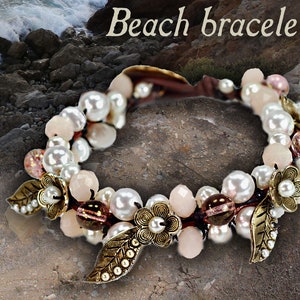 Beaded Retro Bracelet, Turquoise Boho Beach Bracelet, Mala Yoga Meditation Bracelet,Hippie 1960s Bracelet, BR446