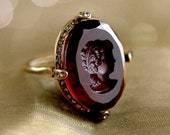 Cameo Intaglio Ring, Blue stone ring, Amethyst Ring, Ruby Ring, Vintage Ring, Cocktail Ring, Antique Ring, Statement Ring R130