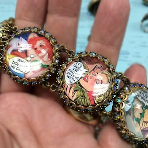 Comic Book Jewelry, 1940s Bracelet, Retro Bracelet, Pulp Romance Novel BR3000