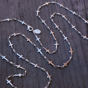 Cross Necklace, Dainty Necklace, Rosary, Silver Cross, Small Cross Necklace, Cross Jewelry, Communion Gift, Delicate Necklace N1320
