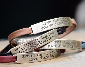 Inspirational Bracelet, Leather Bracelet, Inspirational Jewelry, Motivational Jewelry, Best Friend Gift, Stackable Bracelets, Boho Bracelet