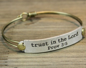 Trust in the Lord Bible Verse Bracelet, Trust in God, Inspirational Jewelry, Message Bracelet, Religious Gift, Christian Scripture BR505