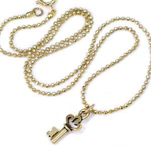 Dainty Key Necklace: Gold or Silver Charm, 16 Inch