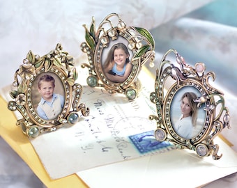 Miniature Picture Frames, Small Photo Frame, Mini Picture Frame, Flower Frames, Art Nouveau, Wedding, Gift for Her, Baby Frame