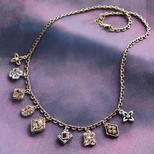 Geometric Dainty Charm Necklace, Delicate vintage necklace, Boho necklace, Vintage charm necklace N1340-BZ