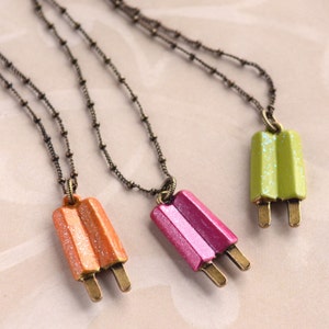Popsicle Necklace, Sweet Romance, Best Friends Necklace, Three Best Friends, Ice Cream Necklace, Ice Cream Jewelry, Summer Necklace N147