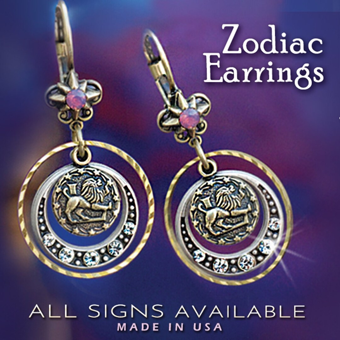 Zodiac Earrings Astrology Earrings Horoscope Jewelry Silver Etsy