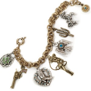 Western Charm Bracelet: Burnished Bronze Cowgirl Jewelry