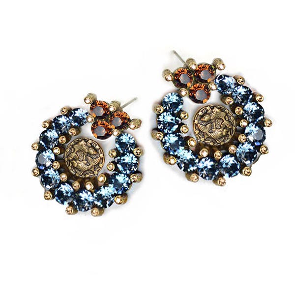 Pisces Earrings, Pisces Jewelry Gift, Blue Swarovski Crystal Earrings, Sun Sign Zodiac Earrings, Statement Earrings, Boho Earrings E501-BZ