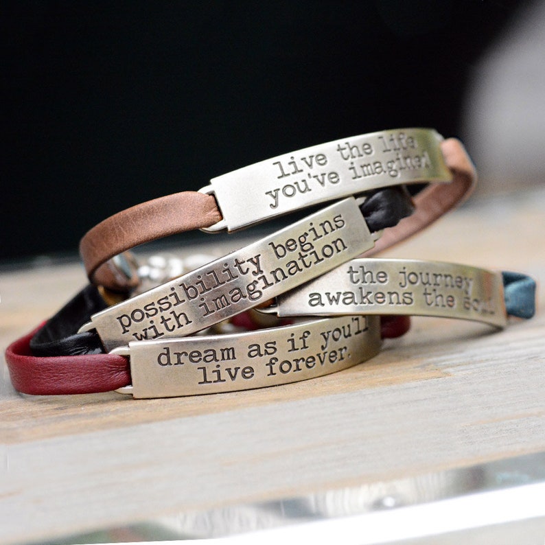 Inspirational Bracelet, Leather Bracelet, Inspirational Jewelry, Motivational Jewelry, Best Friend Gift, Stackable Bracelets, Boho Bracelet 