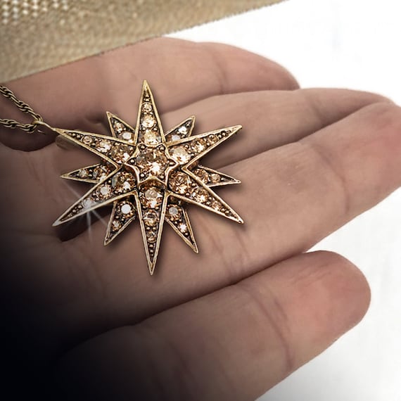 Star Pendant Necklace, Vintage Celestial Silver Star Star Pendant Necklace, Vintage Celestial Silver Star