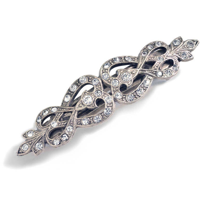 French Knot Barrette, Wedding Barrette, Hair Barrette, Silver Barrette, French Barrette, Bridal Barrette, Barrette, Hair Clip, Barette B523 SIL - Silver