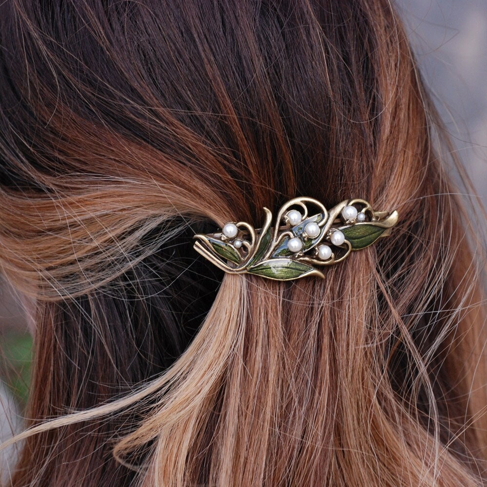 Lily of the Valley Barrette: Pearl Blossom Wedding Hair Clip - Etsy