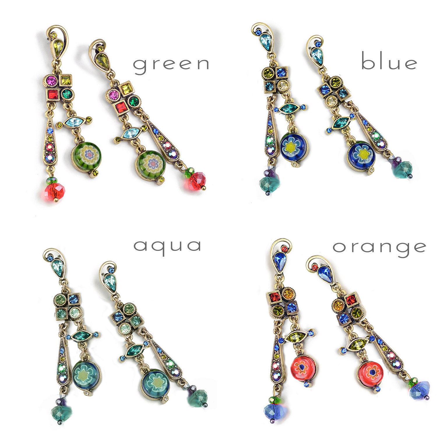 ミルフィオリガラスイヤリング：モダンなレインボームラーノジュエリー