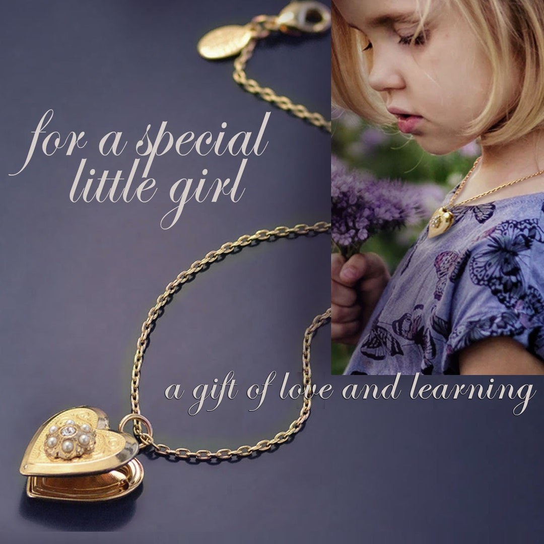Little Girls Heart Locket Necklace Flower Girl Necklace 