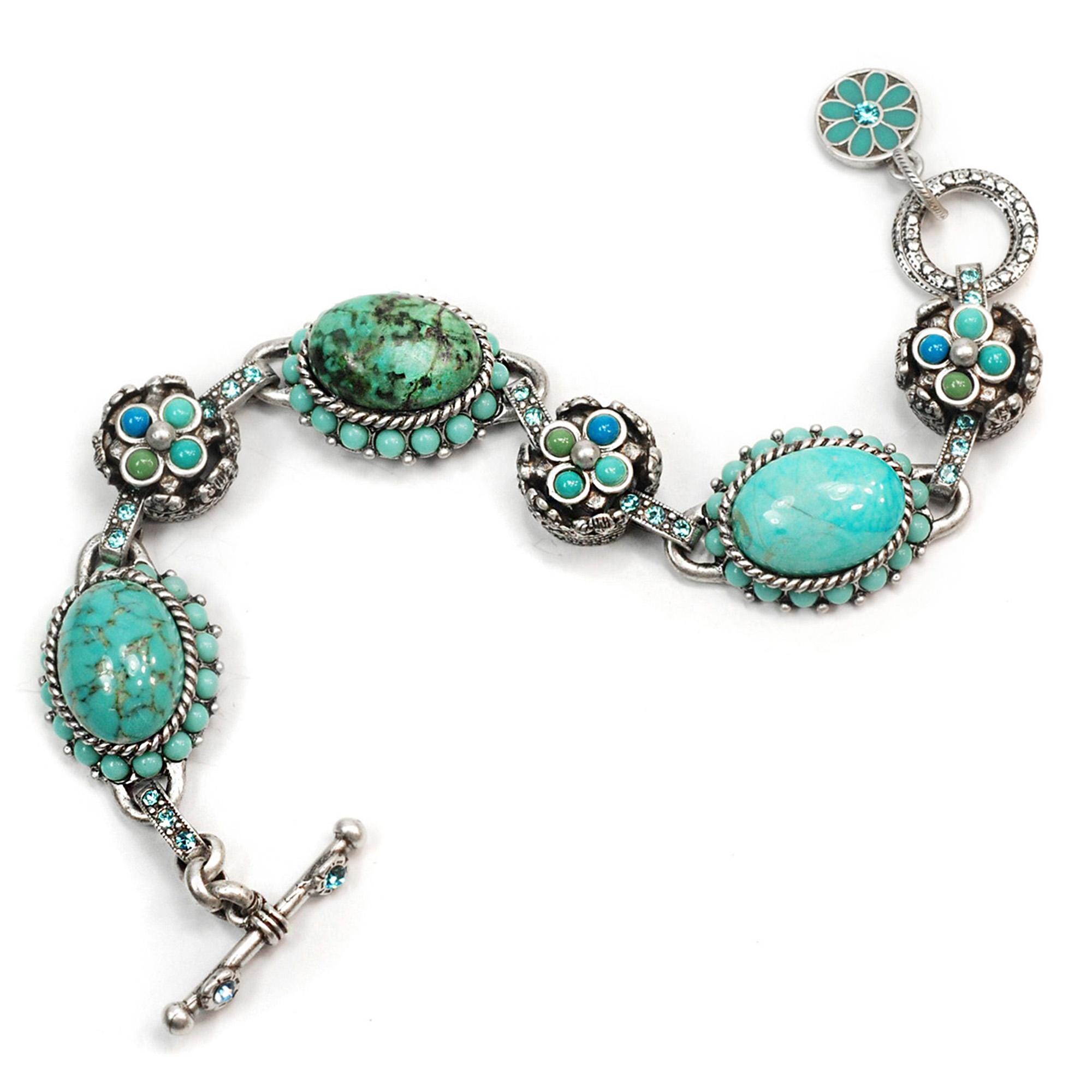 ブレスレット Towtow.archive Peacemark Symbol Turquoise Vintage Navajo JJ Small Wrist Turquoise Stone Cuff Bracelet