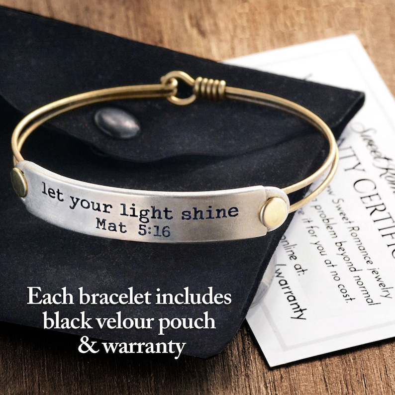 Bible Verse Bracelet, Inspirational Jewelry, Religious Gift, Christian Jewelry, Bible Jewelry, Message Bangle, Stackable, Graduation Gift image 5