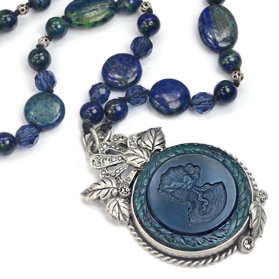 Blue cameo jewelry sale