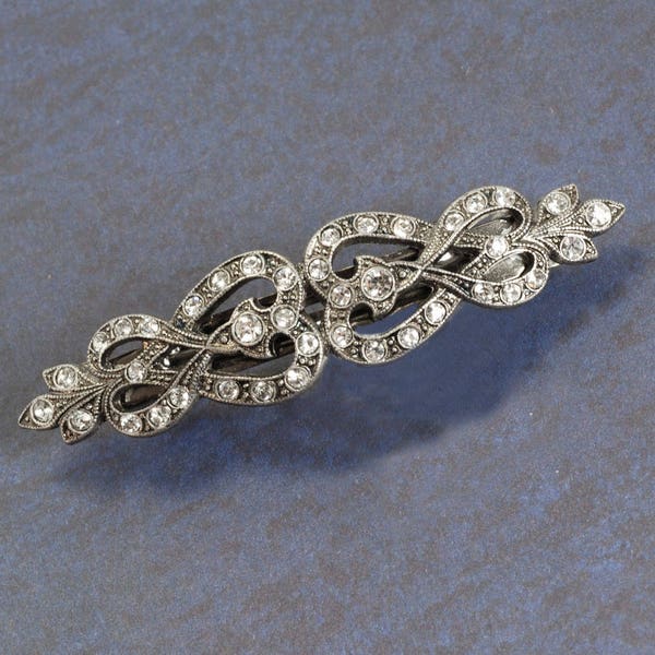 Barrette de nudo francés, Barrette de boda, Barrette de pelo, Barrette de plata, Barrette francés, Barrette nupcial, Barrette, Clip de pelo, Barette B523