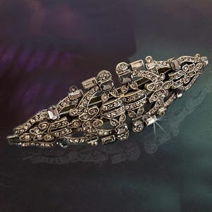 Vintage Art Deco Crystal Barrette: Bridal Hair Clip for Thick Hair