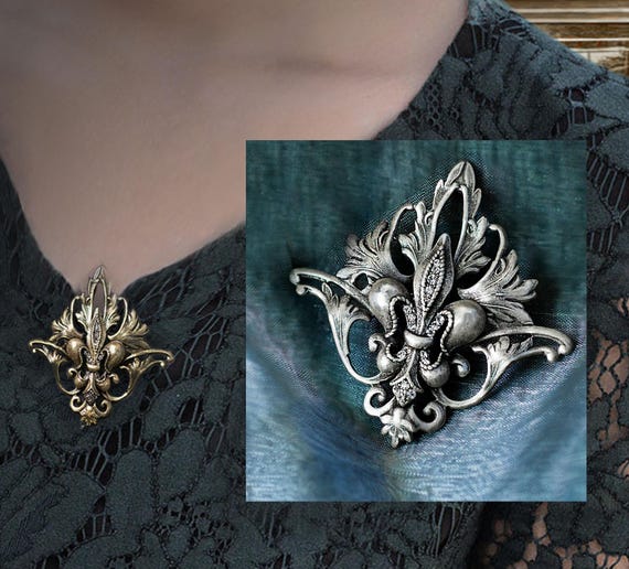 福袋 バースデイ Fleur De Lis Lapel Pin, Fleur De Lis Brooch, French Vintage アクセサリー