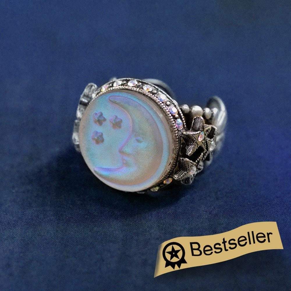 Aurora Moon Ring, Moon Mood Ring, Moon and Stars Jewelry Aurora Moon Ring, Moon Mood Ring, Moon and Stars Jewelry