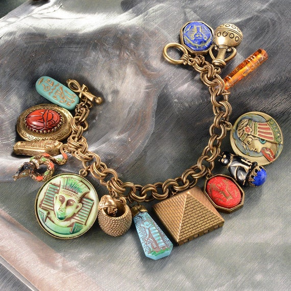 Egyptian Charm Bracelet, Egyptian Jewelry, Egypti… - image 1