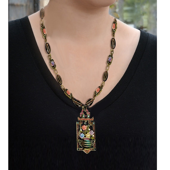 Art Deco Chinese Chinoiserie Pagoda Necklace, Bracelet