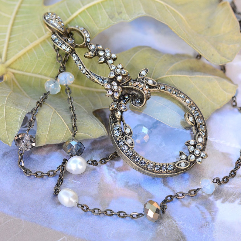 Magnifier Necklace Magnifying Glass Pendant Long Necklace Etsy