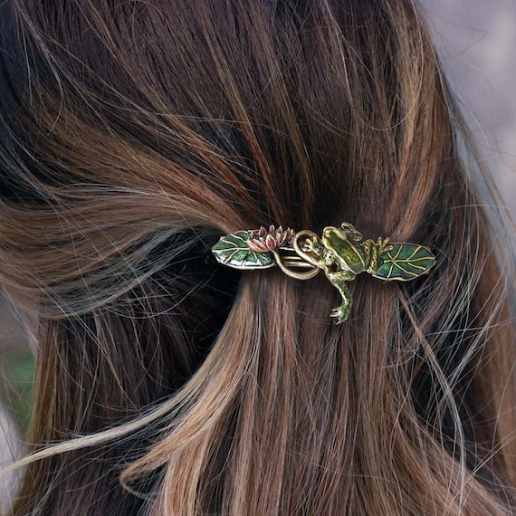 Frog Barrette Frog Hair Clip Frog Jewelry Frog Gift Animal Etsy