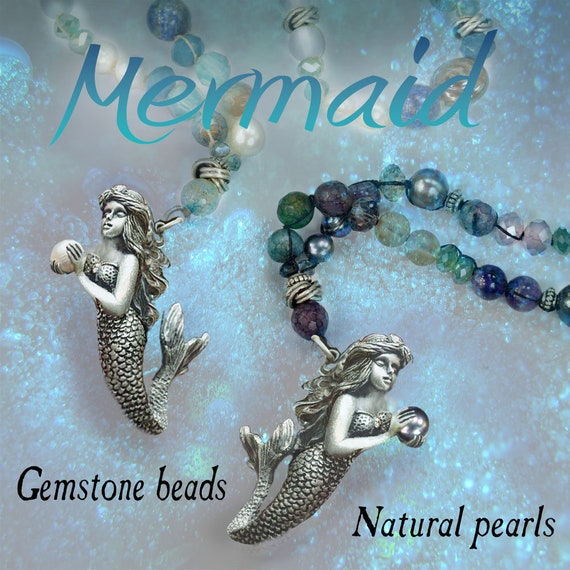Mermaid Beaded Ocean Necklace Boho Mermaid Beach Jewelry Art