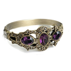 Vtg hinged amethyst watch band Victorian Amethyst Hinged Bracelet - Etsy main image 2