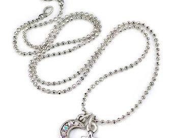 Swarovski Kristall Mond und Stern Halskette: Zarte Charm Schmuck