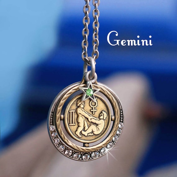 Gemini Necklace Gemini Jewelry Zodiac Jewelry Gemini Etsy