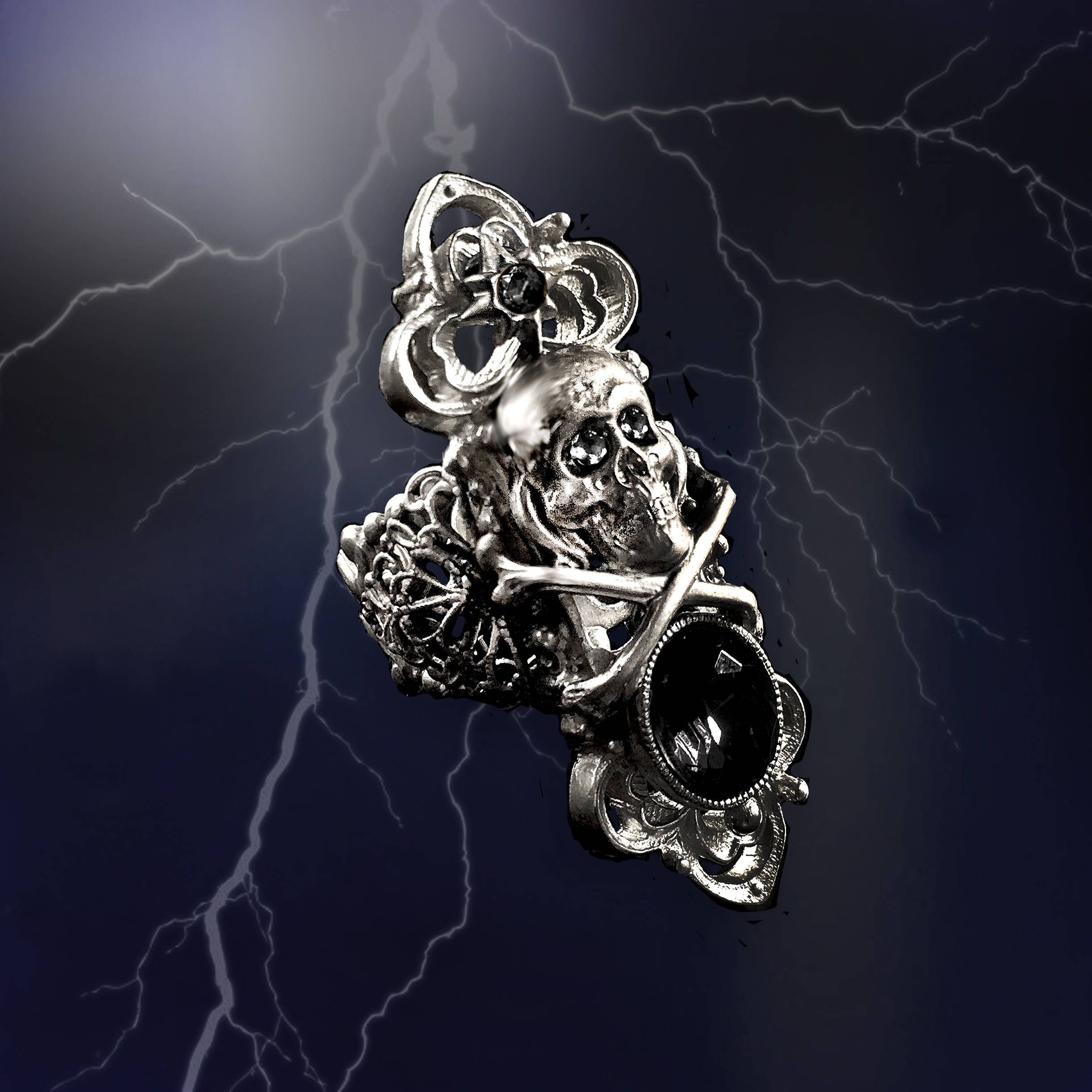 Crossbones Ny Renaissance Silver Skull Ring, Crossbones, Gothic Renaissance, Adjustable (size 6-8 ...