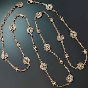 Celestial Moon and Star Necklace: Swarovski Crystal Silver Jewelry