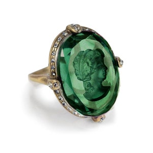 Anillo con camafeo intaglio, anillo con piedra esmeralda, anillo con amatista, anillo vintage, anillo de cóctel, anillo antiguo, anillo llamativo R130